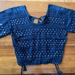 Blouse women's Black with Mirror work Handmade S